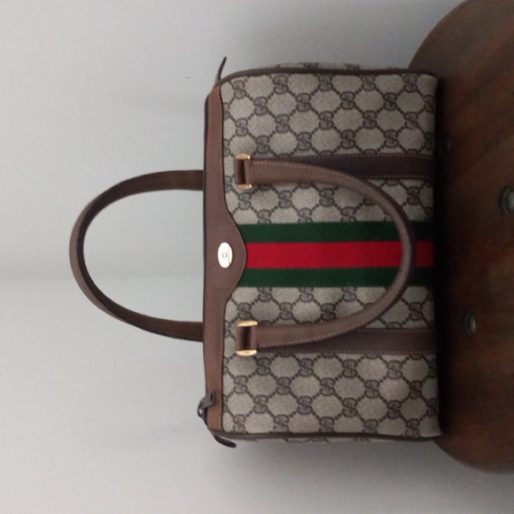 Authentic Vintage Gucci GG Monogram Supreme Sherry Web Ophidia Boston Doctor Bag - Picture 2 of 11